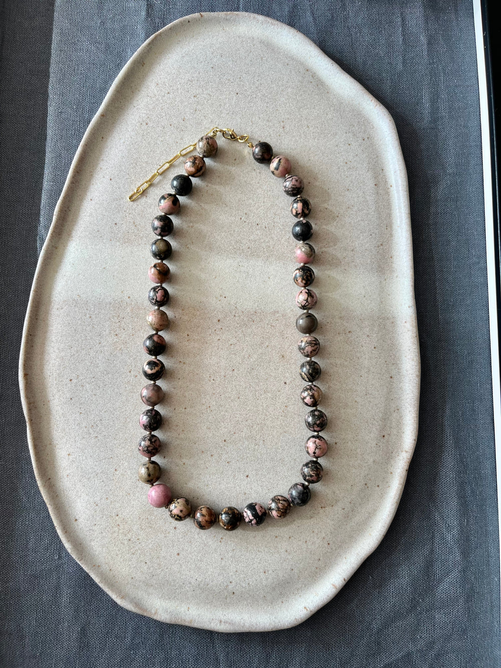 Collar Rodonita rosada 44 cm (C07)