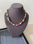 Collar asimétrico multicolor con cerámica estampada — 44 cm
